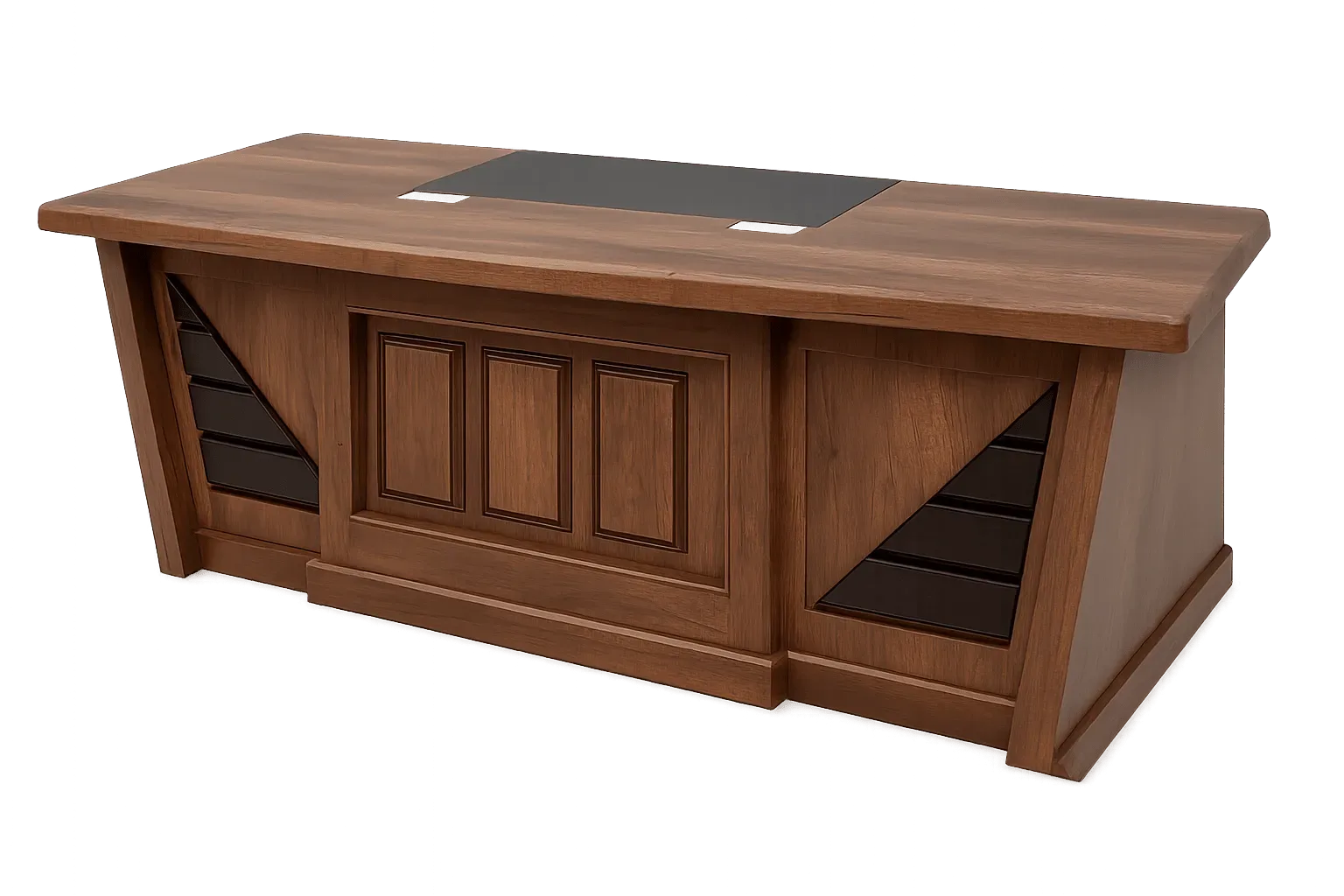 Classic Executive Desk, Carved Raised Panel Walnut — Office Furniture