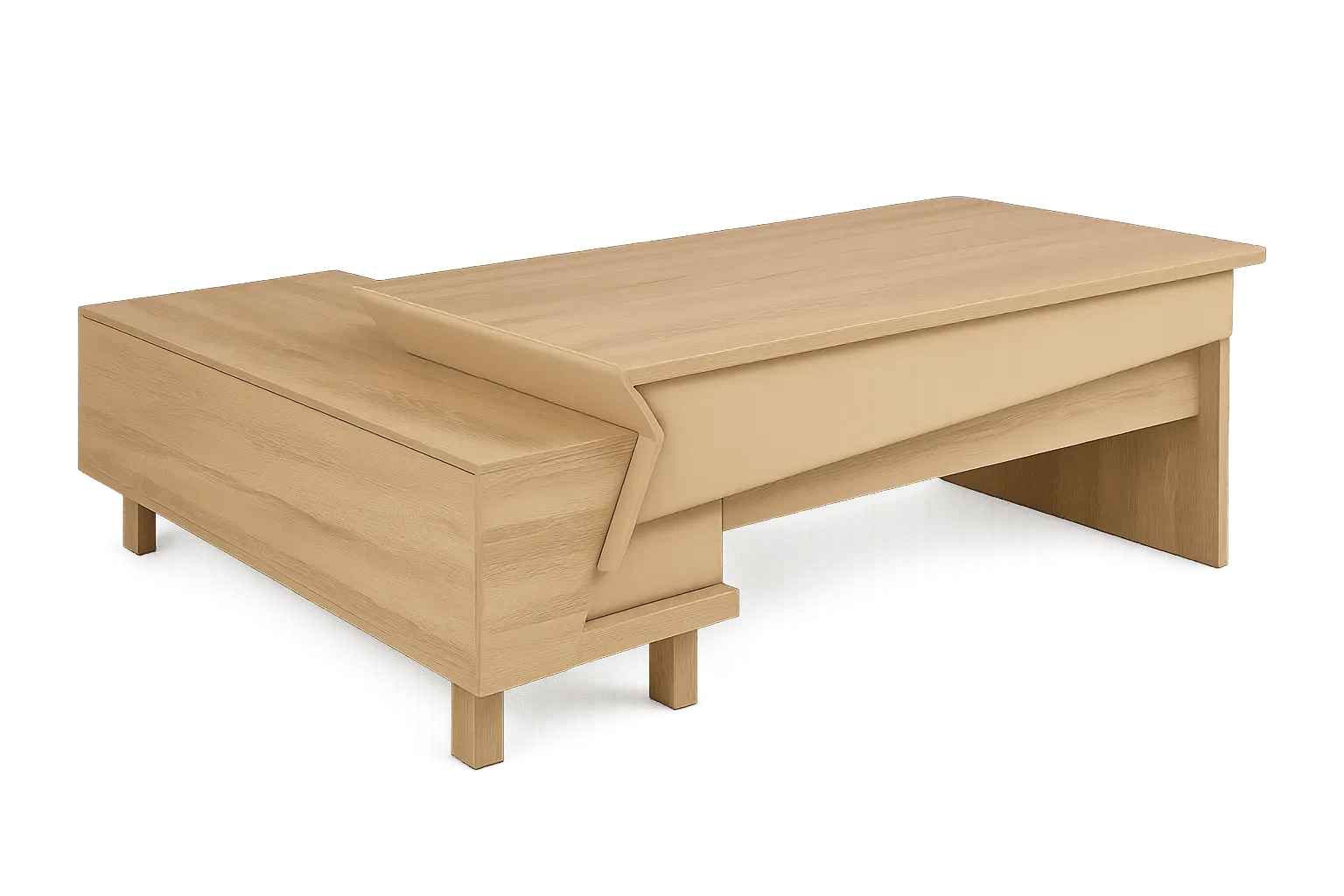 Executive Desk, Light Oak Sculptural Wave Design — Office Furniture
