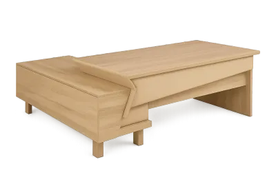 Executive Desk, Light Oak Sculptural Wave Design — Office Furniture
