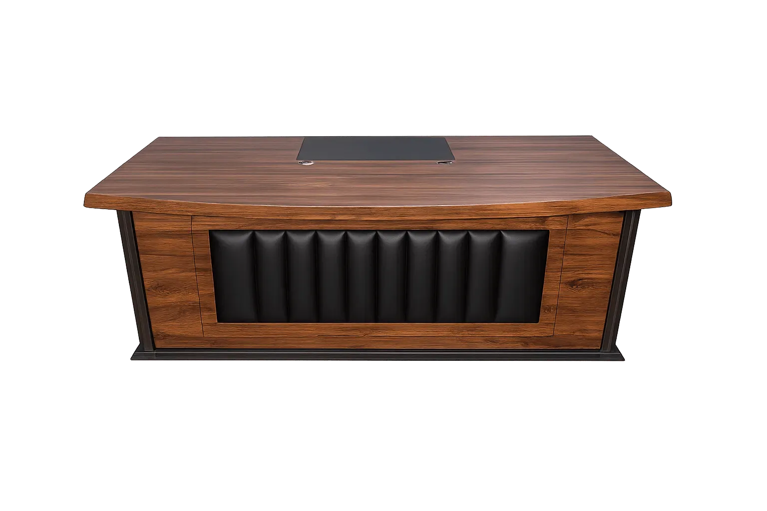 Executive Desk, Walnut with Tufted Leather Front — Office Furniture
