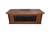 Executive Desk, Walnut with Tufted Leather Front — Office Furniture
