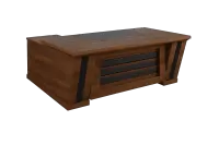 Executive L Desk, Walnut with Black Vertical Slats — Office Furniture