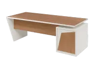 Executive L Desk, White Body with Walnut Top — Office Furniture