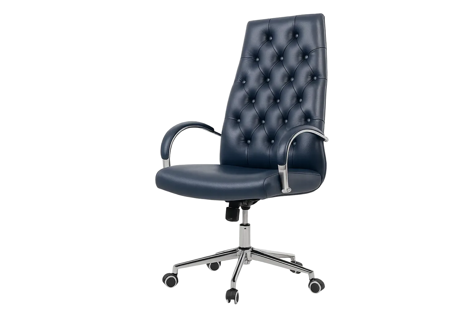 Leather Classic Tufted Executive Office Chair with Chrome Arms — Office Furniture