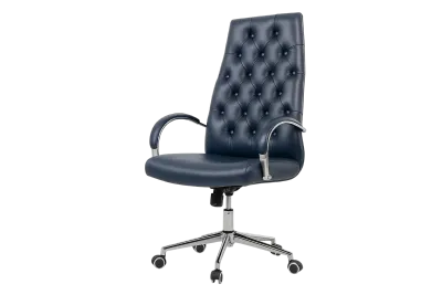 Leather Classic Tufted Executive Office Chair with Chrome Arms — Office Furniture