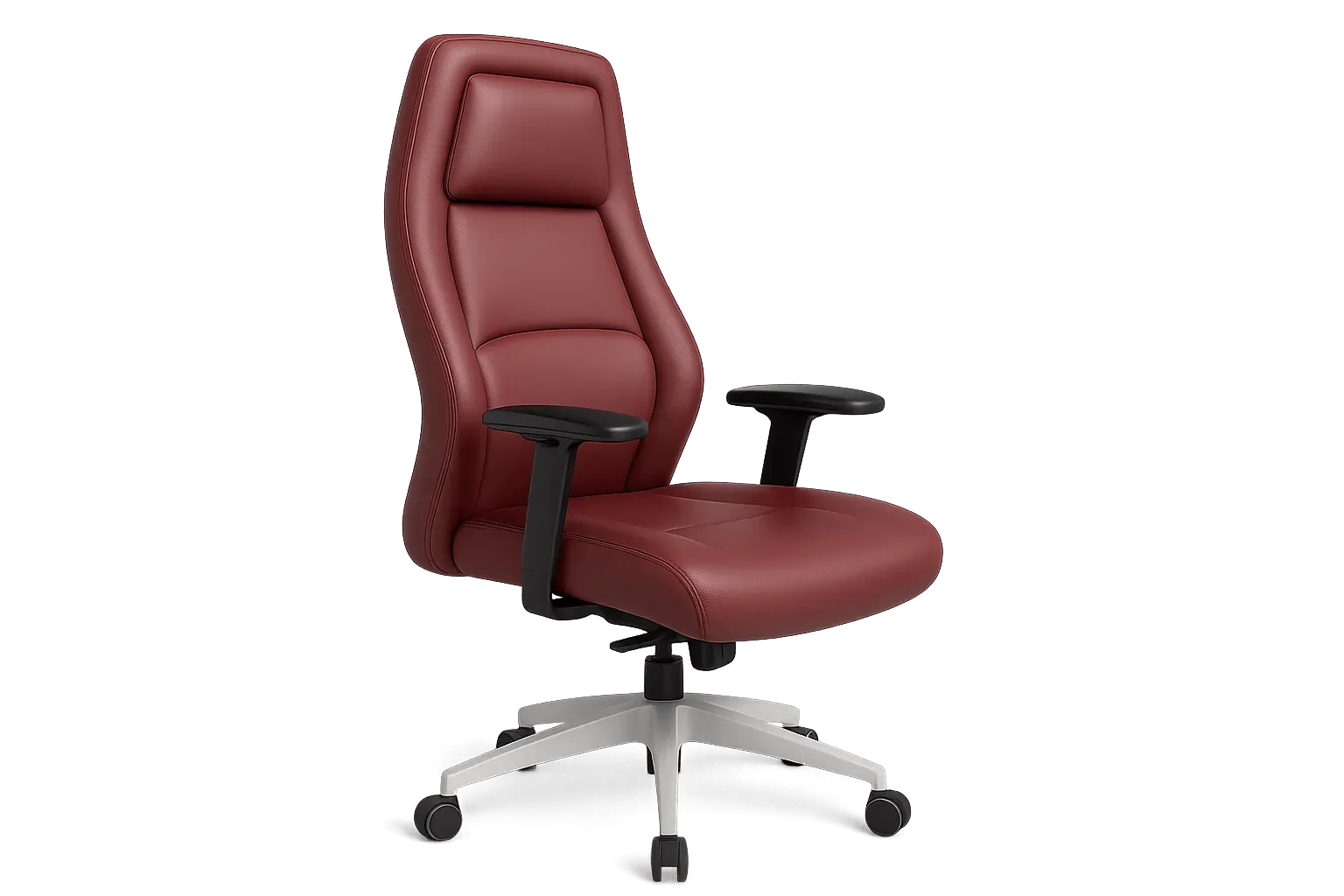 Leather High Back Executive Office Chair with Adjustable Arms — Office Furniture