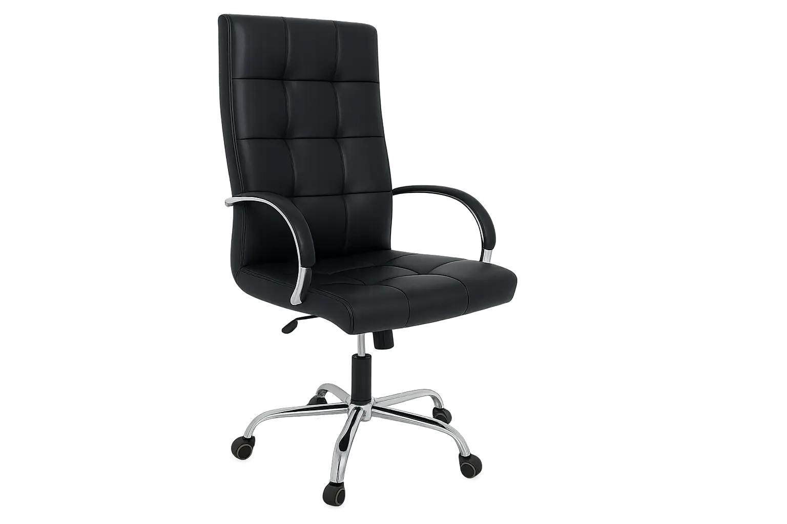Leather High Back Executive Office Chair with Chrome Arms — Office Furniture