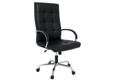 Leather High Back Executive Office Chair with Chrome Arms — Office Furniture