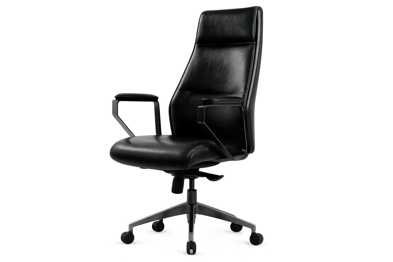 Leather High Back Executive Office Chair with Curved Arms 2 — Office Furniture