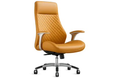 Leather High Back Executive Office Chair with Curved Arms — Office Furniture