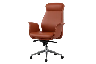 Leather High Back Executive Office Chair with Curved Arms — Office Furniture