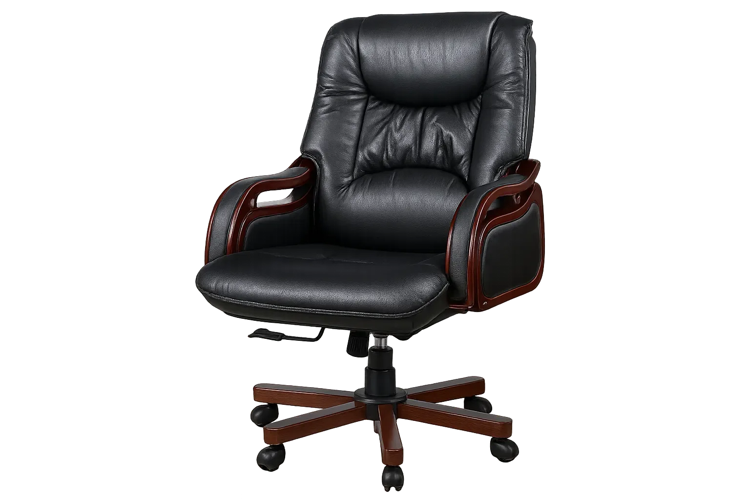 Leather High Back Executive Office Chair with Wooden Arms 7 — Office Furniture
