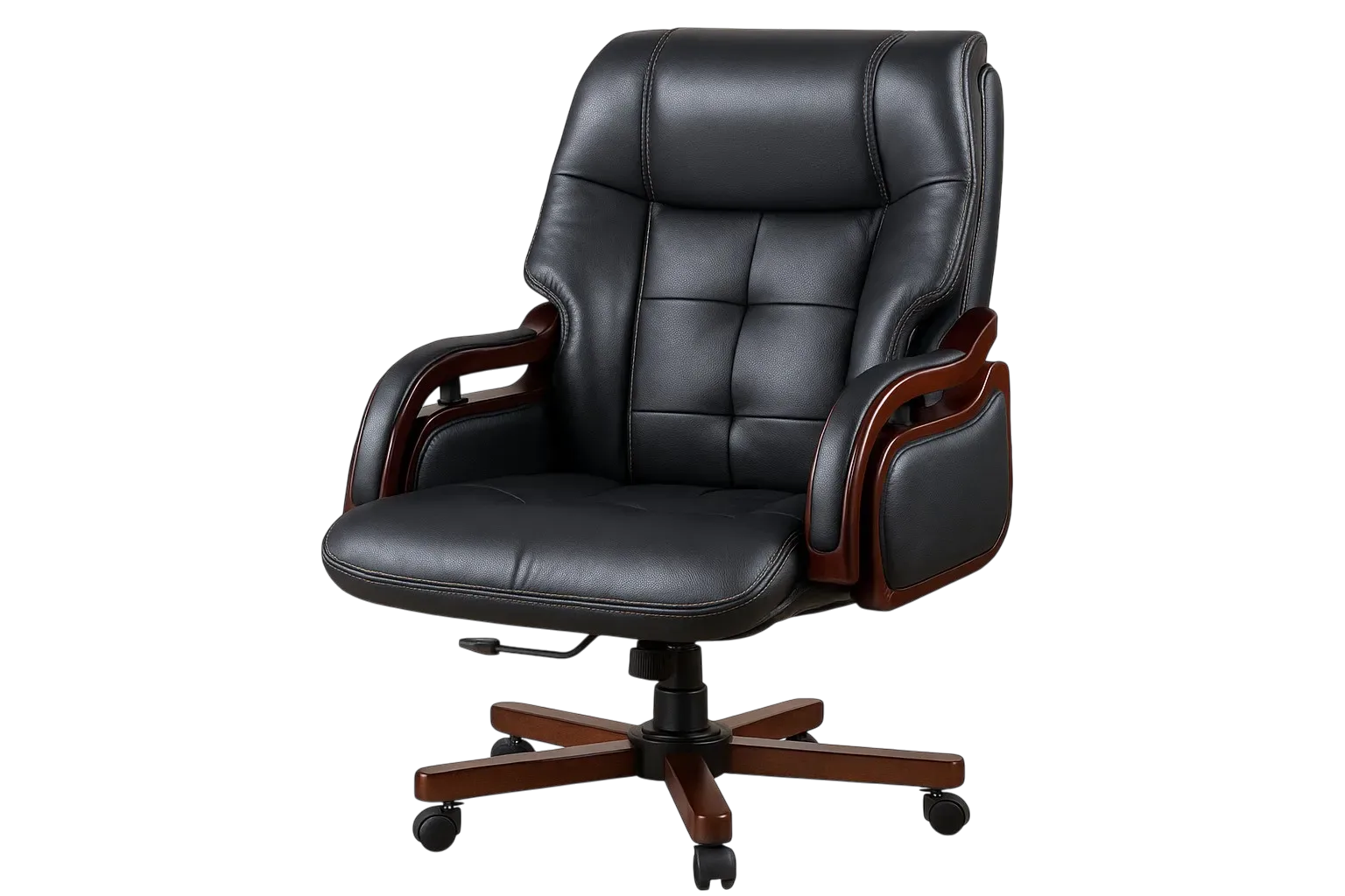 Leather High Back Executive Office Chair with Wooden Arms 8 — Office Furniture