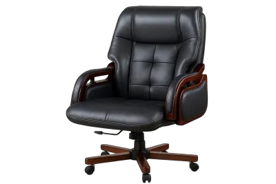 Leather High Back Executive Office Chair with Wooden Arms 8 — Office Furniture