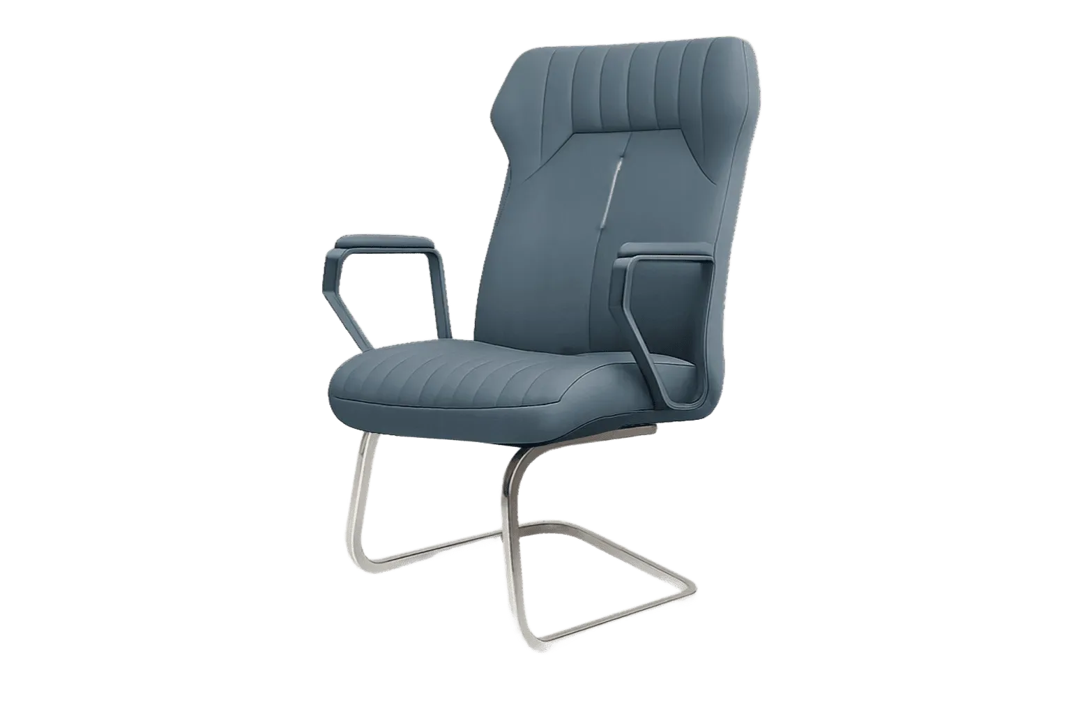 Leather High Back Visitor and Guest Chair with Padded Arms — Office Furniture