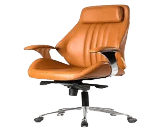 Leather Mid Back Executive Office Chair with Curved Arms — Office Furniture