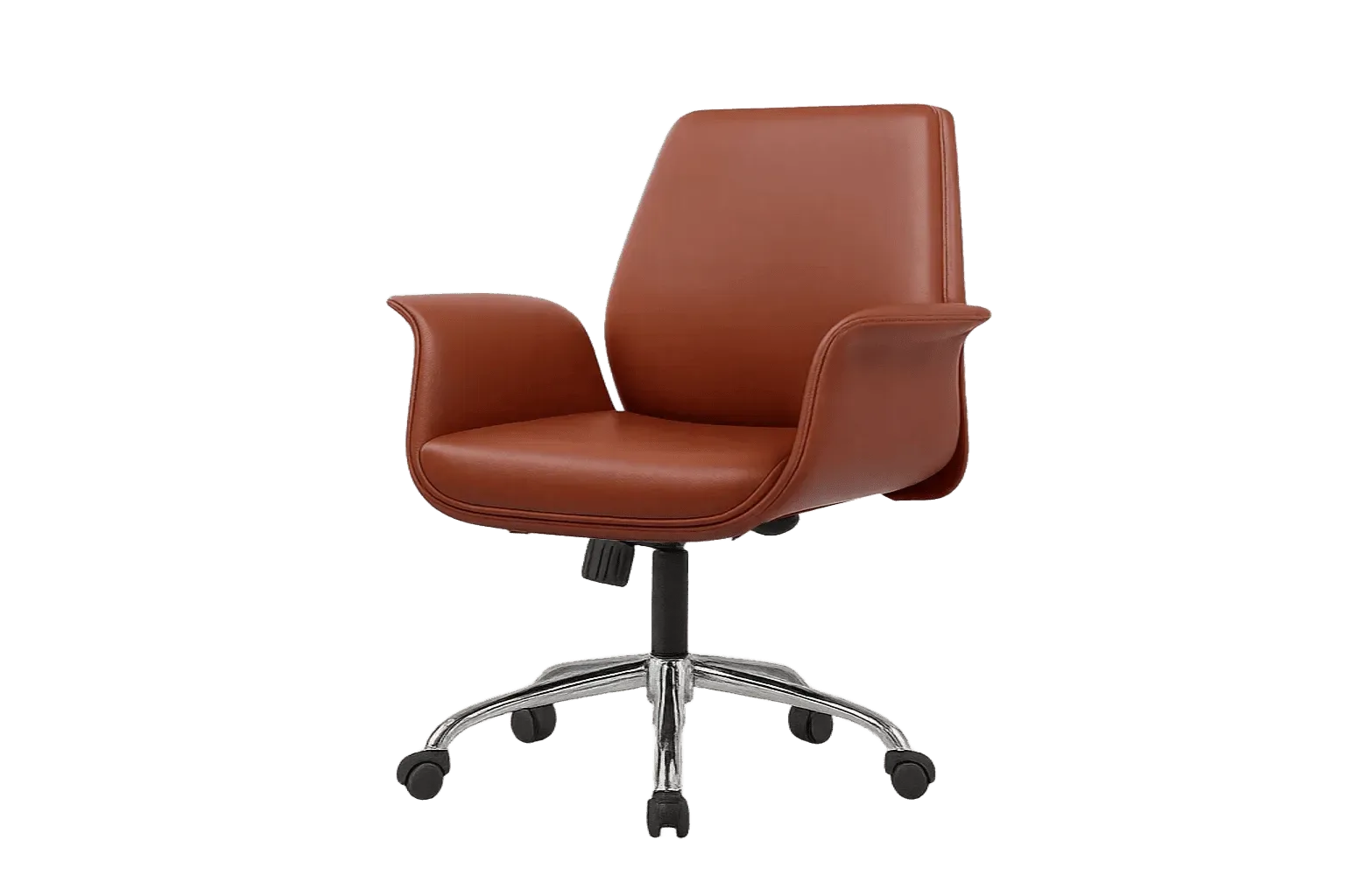 Leather Mid Back Executive Office Chair with Curved Arms — Office Furniture