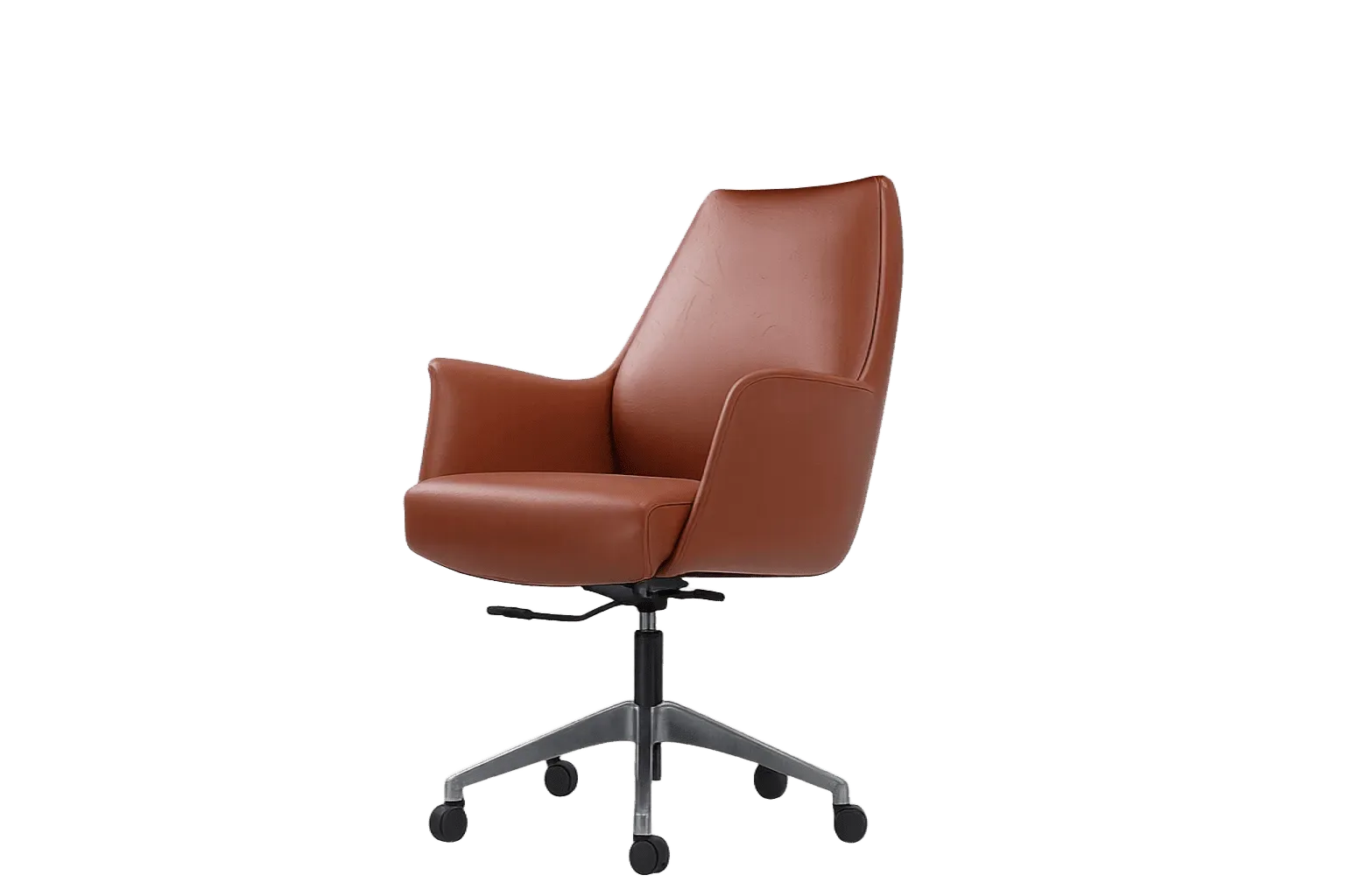 Leather Mid Back Executive Office Chair with Curved Arms — Office Furniture