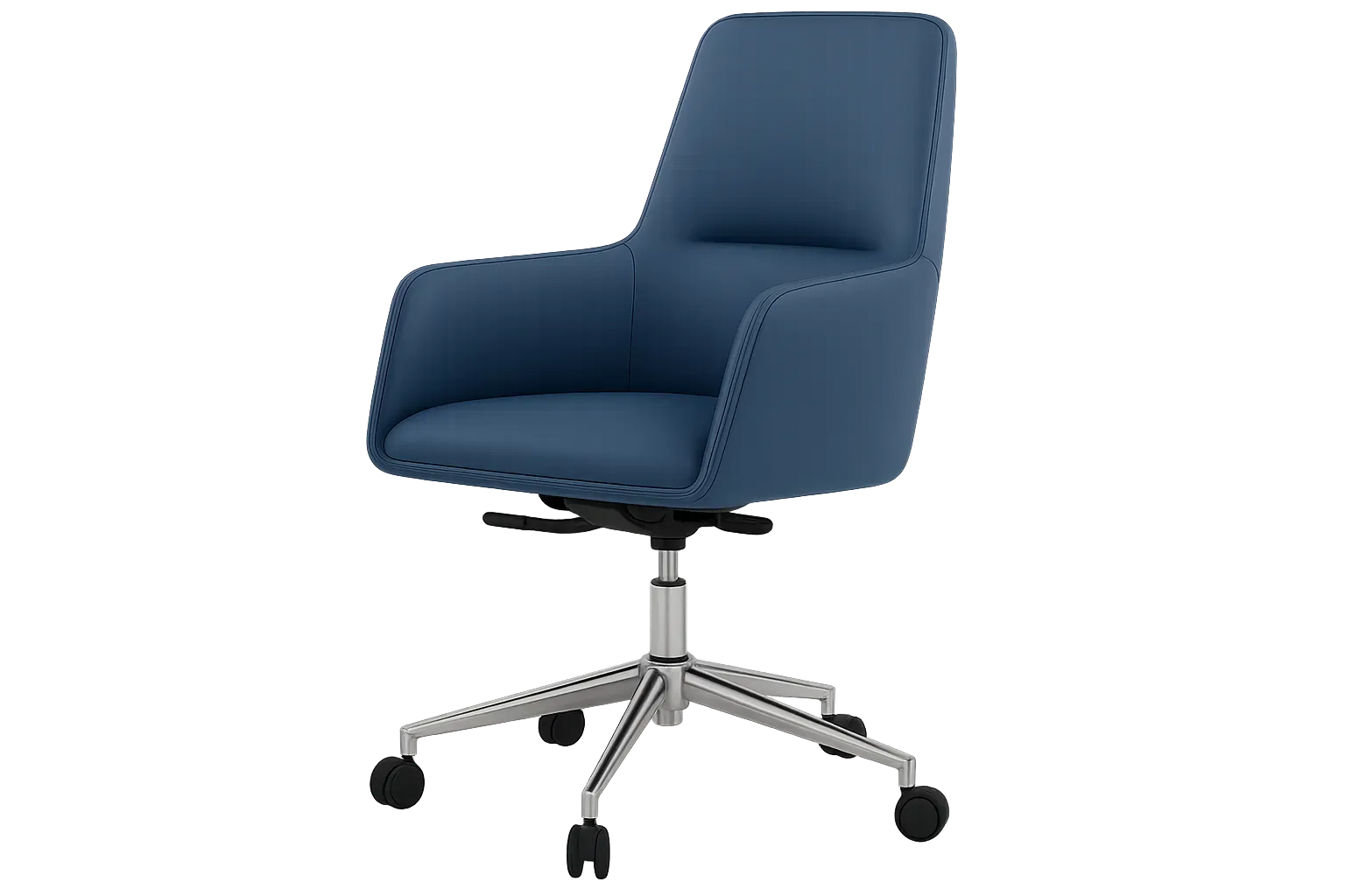 Leather Mid Back Executive Office Chair with Curved Arms — Office Furniture