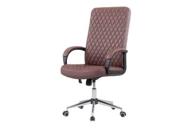 Leather Mid Back Executive Office Chair with Curved Arms — Office Furniture