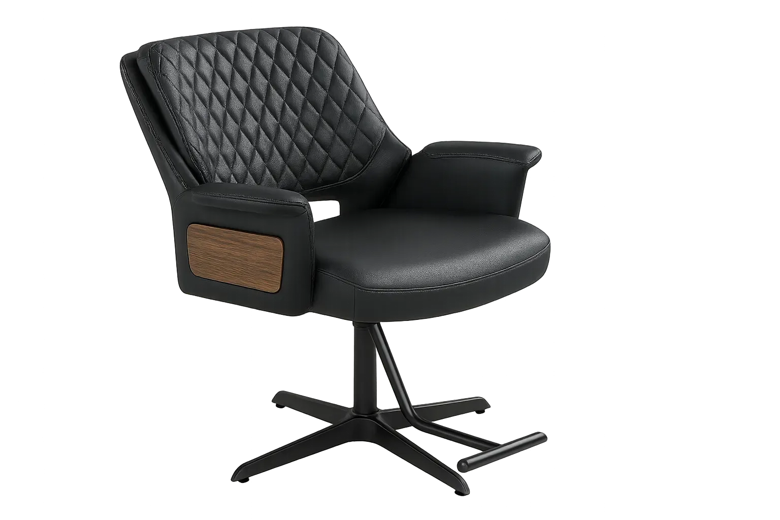 Leather Mid Back Executive Office Chair with Wooden Arms 2 — Office Furniture