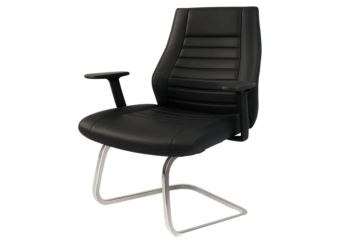 Leather Mid Back Visitor and Guest Chair with Adjustable Arms — Office Furniture