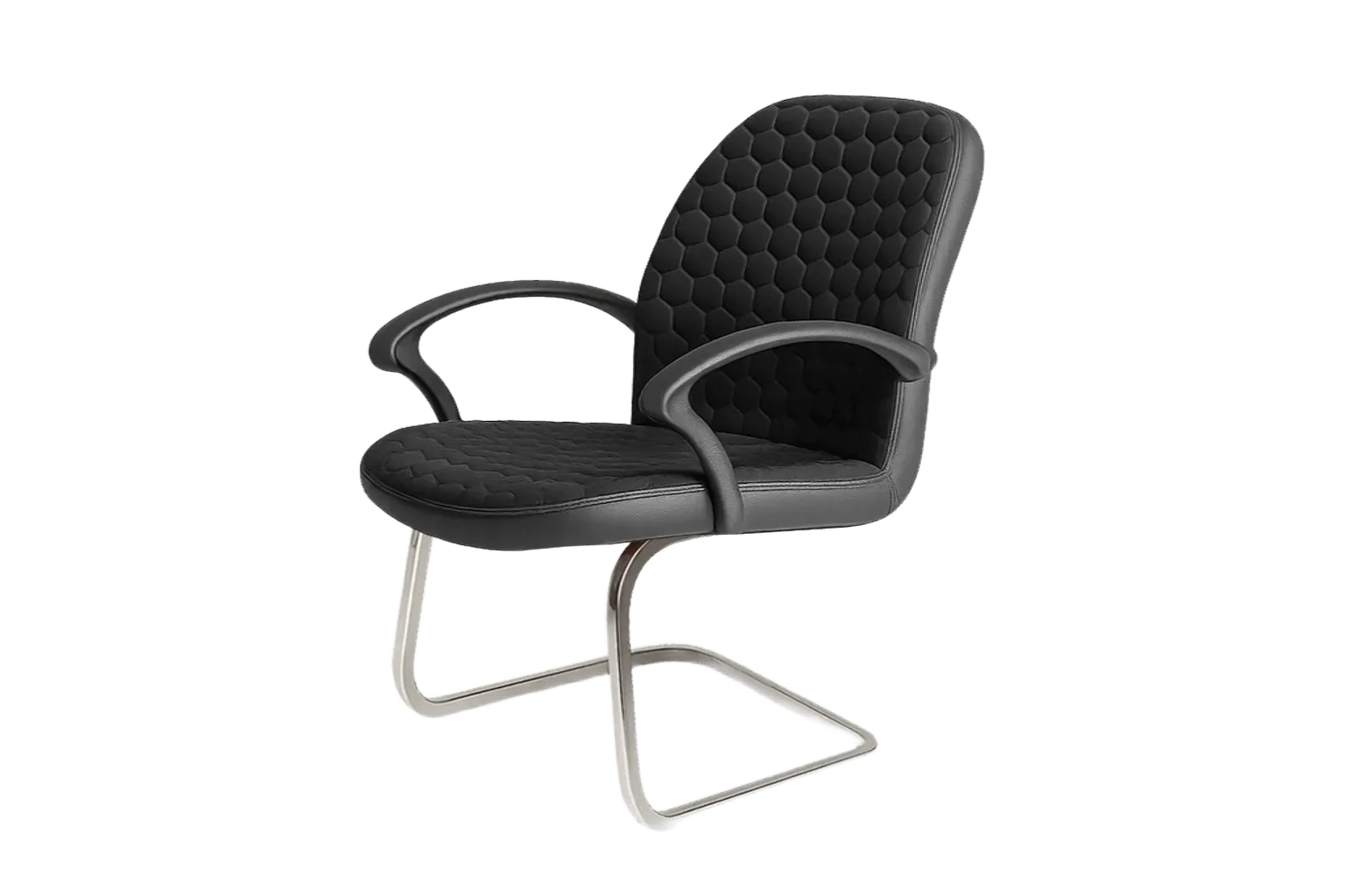 Leather Mid Back Visitor and Guest Chair with Chrome Arms — Office Furniture