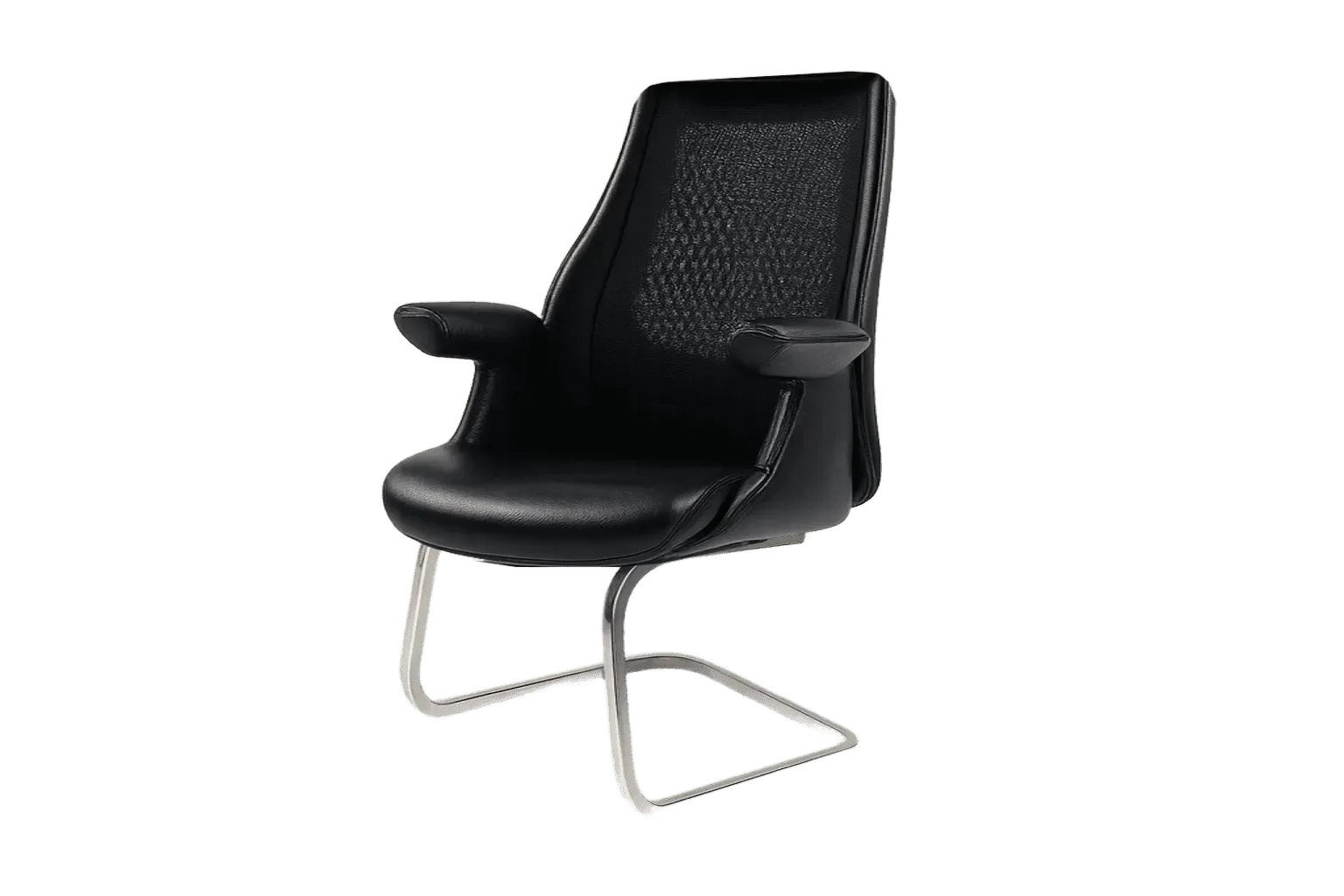 Leather Mid Back Visitor and Guest Chair with Curved Arms 4 — Office Furniture
