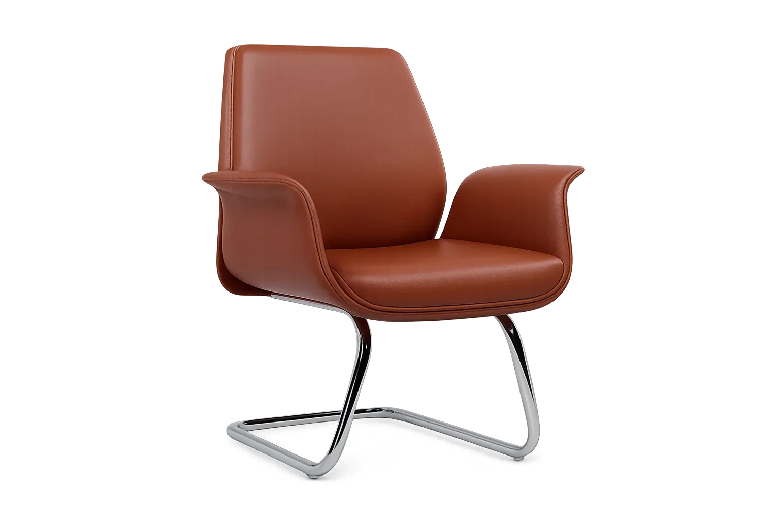 Leather Mid Back Visitor and Guest Chair with Curved Arms 5 — Office Furniture