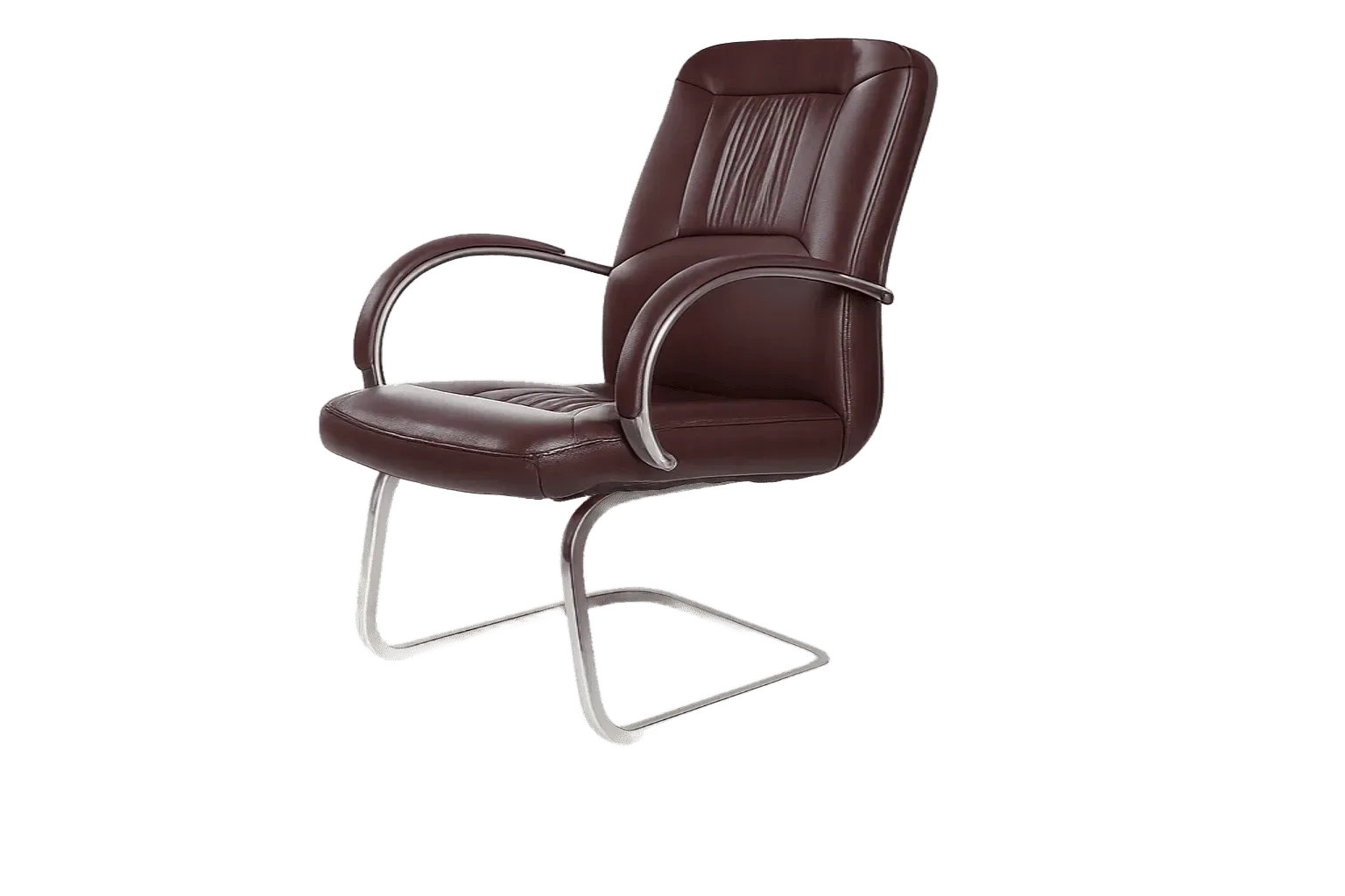 Leather Mid Back Visitor and Guest Chair with Curved Arms — Office Furniture