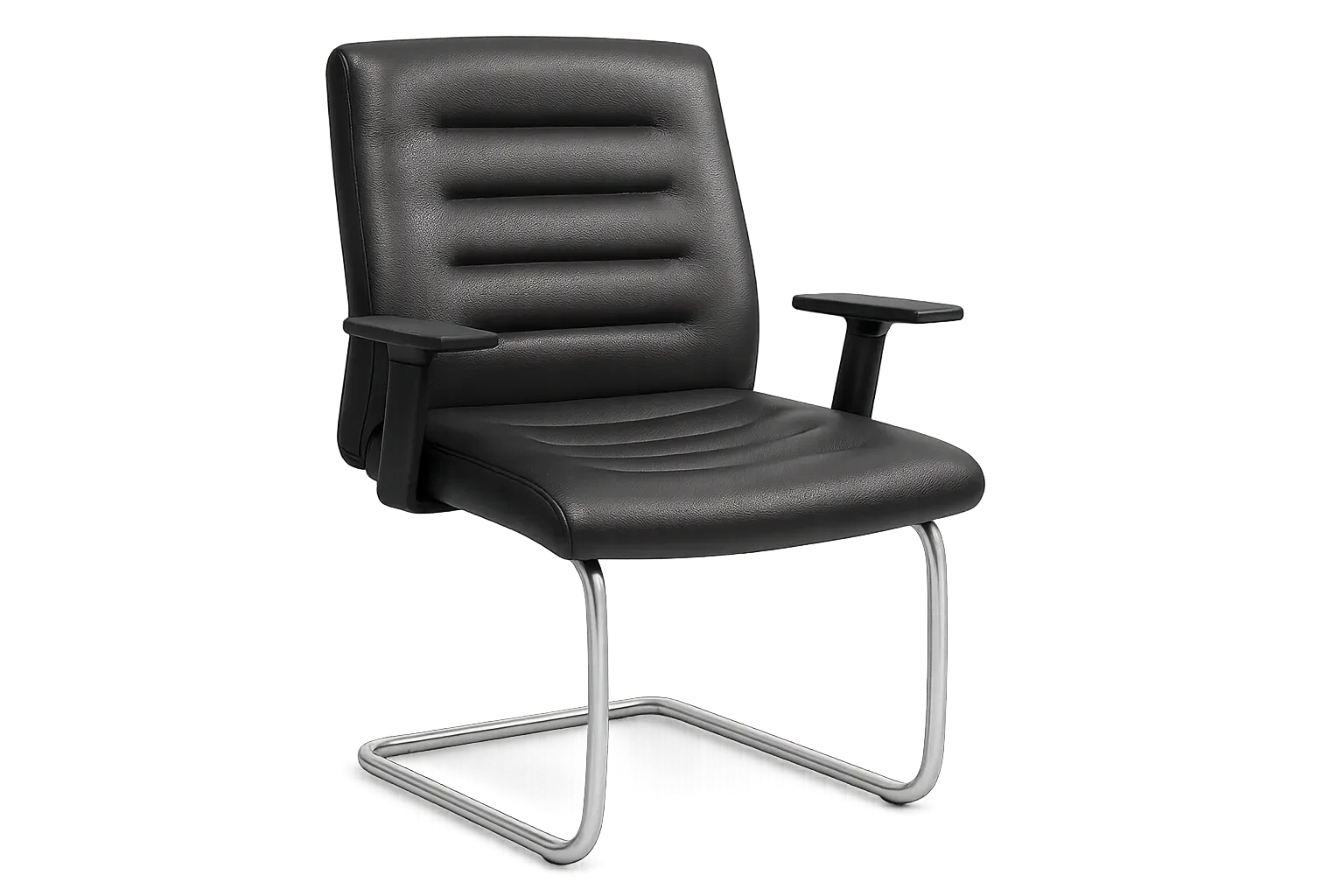 Leather Mid Back Visitor and Guest Chair with Padded Arms 4 — Office Furniture