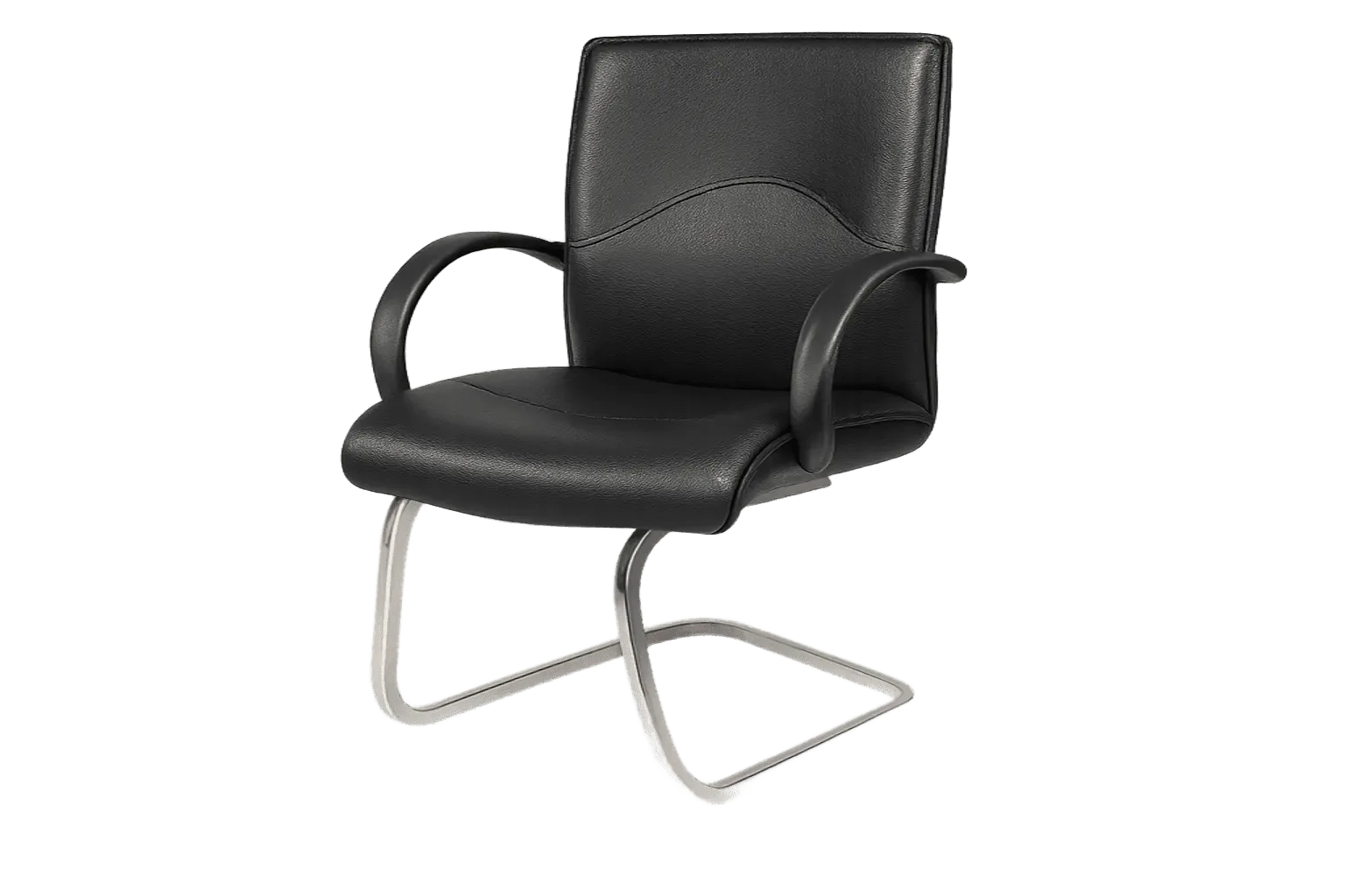 Leather Mid Back Visitor and Guest Chair with Padded Arms — Office Furniture
