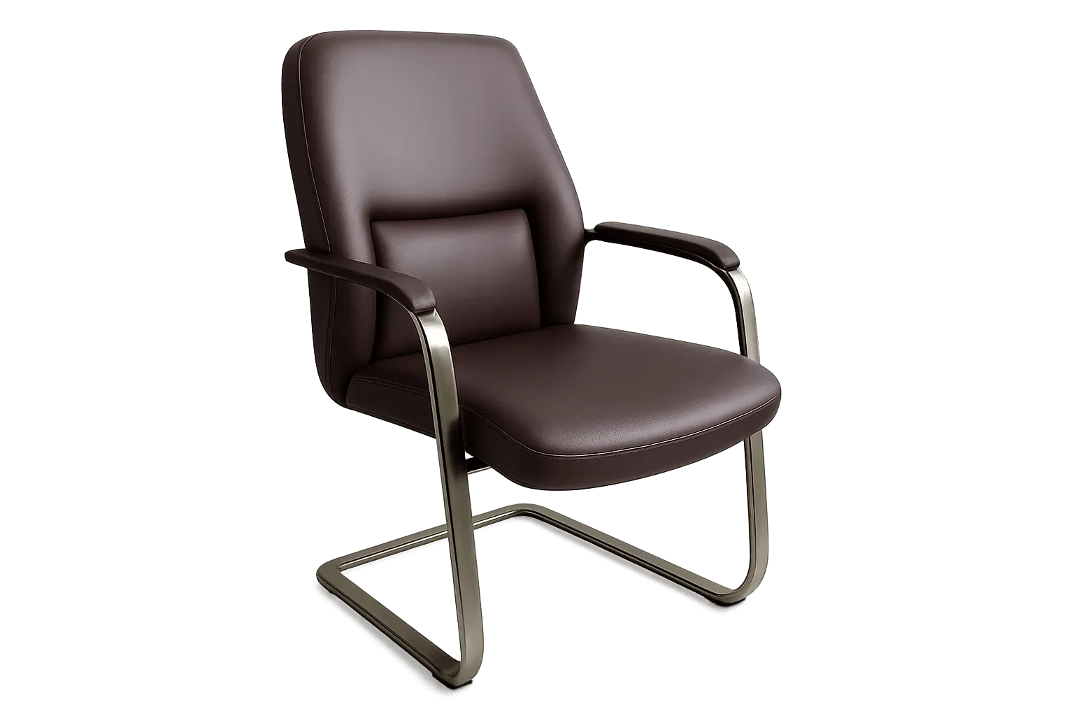 Leather Mid Back Visitor and Guest Chair with Padded Arms — Office Furniture