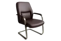 Leather Mid Back Visitor and Guest Chair with Padded Arms — Office Furniture