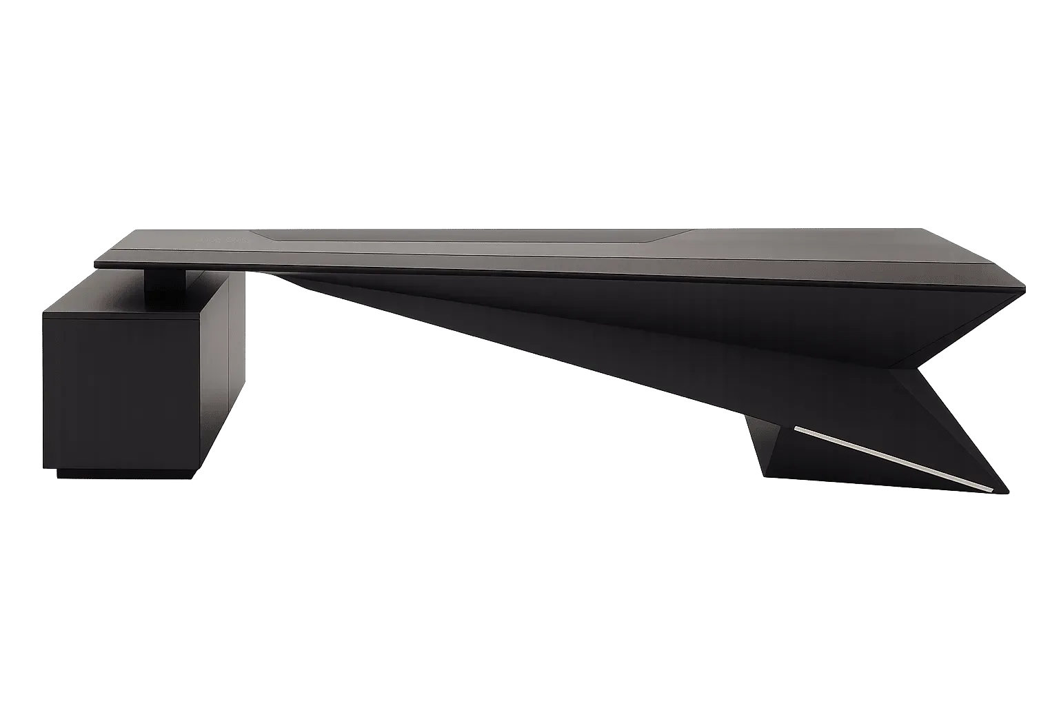 Ultra Modern Executive Desk, Matte Black Cantilever — Office Furniture